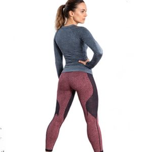 Women's <b>Long</b> <b>Sleeve</b> Compression Workout Top and High Waist Leggings Two Piece <b>Gym</b> Activewear <b>Set</b> - Product Image 4