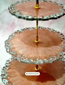 เซิร์ฟเวอร์สำหรับตกแต่งเค้กเรซินอีพ็อกซี่3ชั้นทำด้วยมือถาดทรงสี่เหลี่ยมถาดเค้กมาตรฐานสูง - Product Image 5