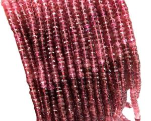 14" Long 1 Strand Natural Pink <b>Tourmaline</b> Gemstone Faceted Rondelle Beads Making Handmade Jewelry <b>Necklace</b> - Product Image 1