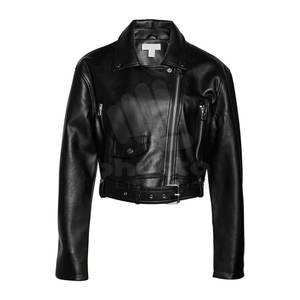 2023 última moda gruesa chaqueta de cuero genuino para mujer cuello alto transpirable con técnica teñida lisa - Product Image 1