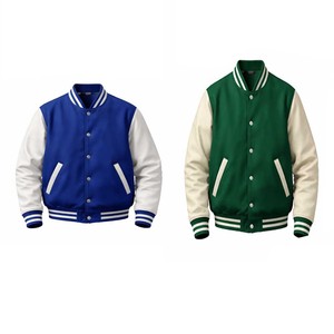 Veste universitaire pour homme à manches régulières, fabrication OEM, personnalisée, tissu en laine, respirant, patchwork, col rond, hiver, collège - Product Image 3