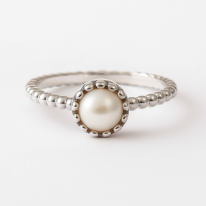 Trendy Freshwater Pearl Bezel Set Rhodium Plated <b>925</b> <b>Silver</b> <b>Ring</b> for Women's Wedding Engagement Party & Everyday Wear - Product Image 1
