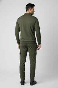 <b>Men</b> Plus Size Custom Breathable Olive <b>Green</b> Comfort Fit Cargo Tracksuits OEM Winter Running Training Casual100%Cotton Sweat <b>Suit</b> - Product Image 2