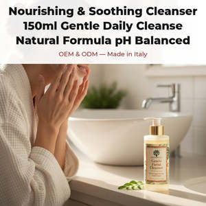Nettoyant Visage Quotidien Doux et Apaisant 150ml, Formule Naturelle pH Équilibré à la Moringa Rouge, OEM Marque Privée Italie, Peaux Sensibles - Product Image 2