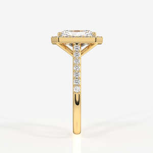แหวนหมั้นเพชรโมอิสซาไนต์ทรงเรเดียนท์คัทประดับด้วยวงแหวนทอง 14K ดีไซน์หรูหราสำหรับงานแต่งงาน - Product Image 4