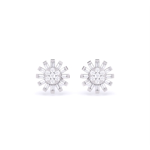 Flower Style Lab Grown Diamond Earring Baguette certificado y forma redonda Diamond Vvs Calidad Precio al por mayor para ella-DS0566 - Product Image 2