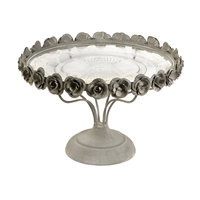 Support à gâteau en métal antique piédestal rond avec roses outil à gâteau en fer pour les fêtes de mariage prix de gros