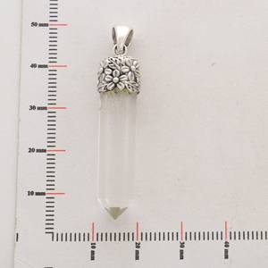 Pendentif en argent sterling 925 de qualité supérieure, tendance, serti de cristaux, forme de crayon, pierre taillée, élégant, cadeau - Product Image 3