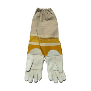 Venta caliente de guantes de apicultura de cuero de piel de cabra blanca, lona de manga larga, protección, precio barato, OEM/ODM disponible - Product Image 5