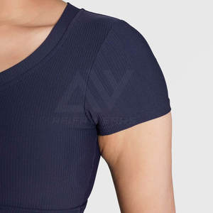 2024 Top moda mujer Crop Top con mangas cortas cuello redondo Crop Top conjunto de ropa para el verano - Product Image 5