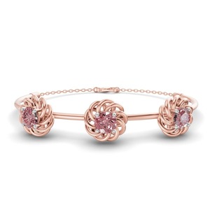 Bracelet ouvrable en or massif 14K avec diamant de laboratoire rose vif en spirale, 1 carat TW, un cadeau audacieux et ludique pour aujourd'hui - Product Image 3