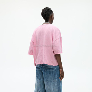 100% coton blanc noir personnalisé poids lourd col montant coton 400 GSM t-shirt 400Gsm surdimensionné hommes poids lourd 500 Gsm t-shirt - Product Image 3