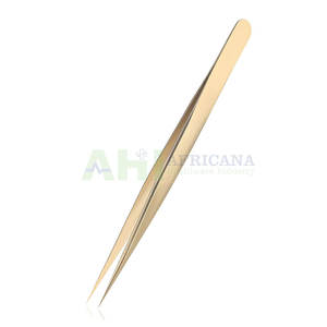 Pince à épiler en acier inoxydable de haute qualité, plaquée or, durable, prise parfaite - Product Image 1