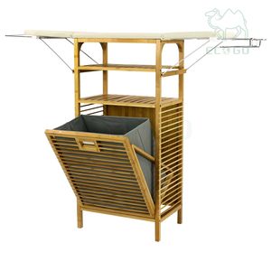 <span class=keywords><strong>Centro</strong></span> de <span class=keywords><strong>tabla</strong></span> de <span class=keywords><strong>planchar</strong></span> resistente con cesto de lavandería inclinable estante de almacenamiento de ropa plegable - Product Image 2