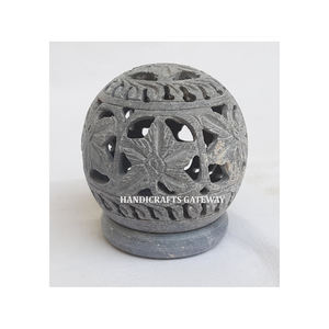 Fabricant de bougeoir en stéatite Conception unique de fleurs faites à la main Produit naturel Sculpture polie fine à des fins de cadeaux - Product Image 1