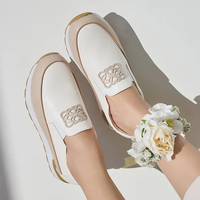 [JSHOE] Chaussures décontractées pour femmes, style coréen, semelle confortable et rembourrée, en cuir de vachette, modèle Rutia, à enfiler, antidérapantes