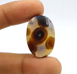 พลอยอาเกตทรงหลังเบี้ยตาธรรมชาติ30X21X7MM เรียบทรงรีสำหรับทำเครื่องประดับ - Product Image 1