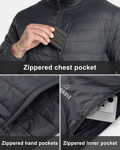 Men's 2025 Casual Puffer <b>Jacket</b> <b>Lightweight</b> <b>Packable</b> Winter Coat Zipper Breathable <b>Waterproof</b> Cotton Solid Front Outer Wear - Product Image 2