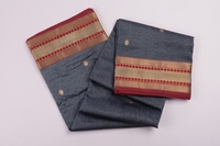 Sari Zhaad Pallu à double bordure 100% coton biologique teint uni