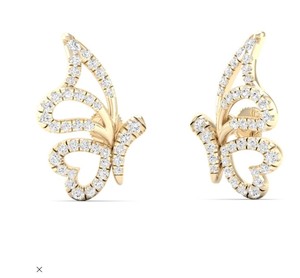 Elegantes pendientes de tuerca con diseño de mariposa, Diamante Natural EF VVS, oro blanco de 14K/18K, certificado IGI para bodas, regalo de uso diario - Product Image 3