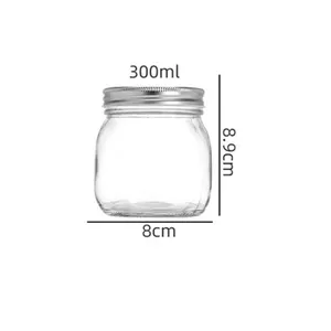 Vente en gros de bocaux à confiture ronds transparents en verre de 4oz 8oz 16oz avec couvercle en métal bocal de stockage de cornichons pour aliments