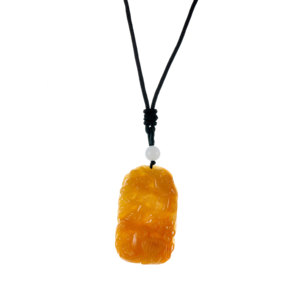 สร้อยคอจี้หยกหวงหลงชุบทองประดับเพชรและไข่มุก - Product Image 1
