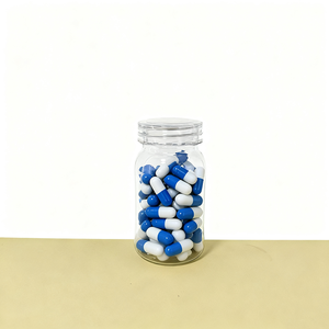 Vente en gros <span class=keywords><strong>de</strong></span> 100ml pour contenants transparents pour comprimés en PET, bocaux <span class=keywords><strong>de</strong></span> 60 bouchons, bouteille <span class=keywords><strong>de</strong></span> supplément <span class=keywords><strong>de</strong></span> pilule <span class=keywords><strong>recyclable</strong></span> avec <span class=keywords><strong>de</strong></span> l'or pour bouchons transparents pour soda - Product Image 1