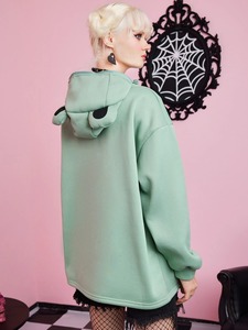 Sudadera con Capucha Extra Grande para Mujer, Gruesa, de Invierno, de Color Sólido, de Algodón, de Manga Larga - Product Image 2