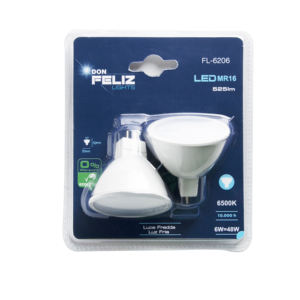 Bombilla foco Led MR16 esmerilada 4W/6W, luz blanca/fría, 6500k, 2 unidades - Product Image 1