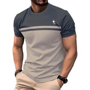 เสื้อยืดลายทางคุณภาพสูงสำหรับผู้ชาย ใส่สบายๆ ในฤดูร้อน เสื้อยืดพิมพ์ลาย สตรีทแวร์ทรงหลวม คอกลม - Product Image 3