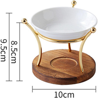 Brûleur de cire chauffe-plat artisanal avec base en bois Design attrayant bol en céramique brûleur de cire de qualité supérieure