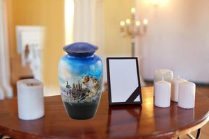 โกศโลหะทาสีสวยงามสำหรับขี้เถ้าเถ้ากระดูกสำหรับผู้ใหญ่โกศโลหะราคาไม่แพงทาสีด้วยมือขนาดพิเศษ - Product Image 5