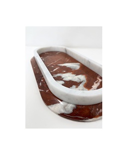 Round marble tray for vanity dresser <b>organizing</b> skincare <b>makeup</b> perfumes with chic modern interior styling - Product Image 3