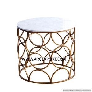 Đồ Trang Trí Thiết Kế Mới Lạ Mắt Bàn Kim Loại Kính Trong Suốt Thiết Kế Hình Tròn Cổ Màu Vàng Mới - Product Image 6