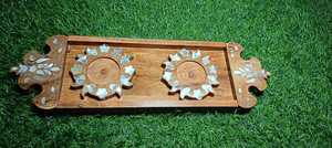 Bandejas de Madera Exquisitas para Servir Postres y Dulces con Incrustaciones de Nácar, Regalos Personalizados para el Ramadán - Product Image 2