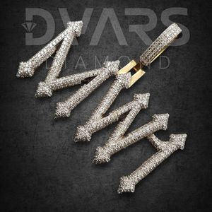 Bijoux de rappeur, pendentif personnalisé avec lettre, unisexe, argent sterling 925, diamant de laboratoire taille brillant, or rose classique bicolore - Product Image 2