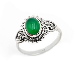 Anillos de plata 925 garantizados para mujer, anillo de diseño simple para mujer con piedra de ónix verde, forma ovalada, ónix, joyería India - Product Image 1