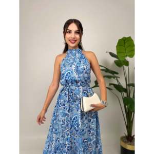 4024 เดรสผ้าชีฟองทรงเอแขนกุดพร้อมเข็มขัดเอวทรงเอ็มไพร์ทรงกว้างพร้อมเข็มขัด - Product Image 5