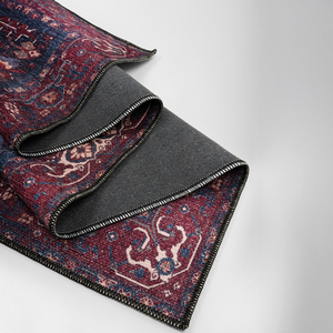 Alfombra Turca Art Deco Vintage, Color Azul Marino y Borgoña, Impresión Digital, Diseño Ornamental Tradicional, Lavable, Plegable, ODM - Product Image 3