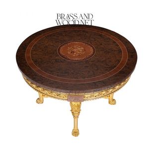 Mesa de Entrada Redonda Clásica de Lujo, Latón y Madera - Product Image 4