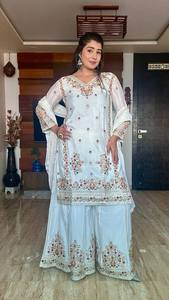 New Bollywood Designer Party Wear Cinon Top-Sarara and Dupatta Set - Product Image 3