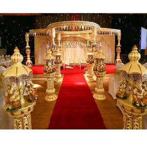 Traditional Theme Ganesha <b>Wedding</b> Mandap Set Indian Hindu <b>Wedding</b> Vintage/Modern FRP Pillars Easy Assembly Customizable Size - Product Image 1