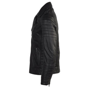 Chaqueta de cuero de cordero genuino negro para hombre de moda de alta calidad ODM para hombre chaquetas de cuero hechas en la industria de Isha - Product Image 3
