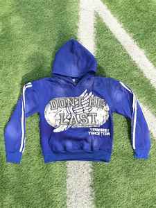 Sweat à capuche imprimé personnalisé délavé à l'acide à ourlet brut et pantalon de survêtement évasé survêtement à rayures latérales pour hommes - Product Image 2