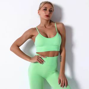 Nouvelles tenues de sport solides et actives pour femmes, vêtements de sport à taille haute, soutien-gorge de sport, leggings, shorts, sans couture, légers - Product Image 5