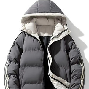 Veste matelassée en cuir unisexe sur mesure, directement de l'usine, à capuche, antibactérienne, respirante, imperméable, style hip-hop pour l'hiver - Product Image 1
