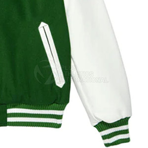 Chaqueta de Invierno de Lana de Alta Calidad, Diseño Moderno, Color Verde, Mangas Largas, Chaqueta Deportiva de Béisbol para Hombre, Hecha en Pakistán - Product Image 5