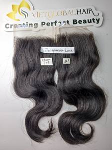 Closure de cheveux bruts non-Remy du Cambodge, double trame, ondulations naturelles et Body Wave - Product Image 4