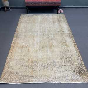 Vintage Rug, 5.2x8 ft Large Rug, <b>Brown</b> Southwestern <b>Wool</b> Turkish Rug - Product Image 1