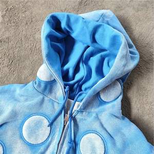 Venta al por mayor de ropa de calle personalizada con cremallera hasta 500gsm pesado bordado Heavy Distress Vintage chaqueta para hombres - Product Image 3